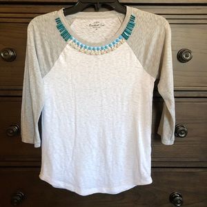 J. Crew  beaded baseball tee